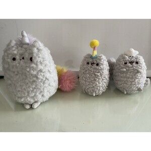 Lot of 3 Gund Pusheen Stormy Unicorn Stormicorn 6" 4” Cat Sister Baker, Cake